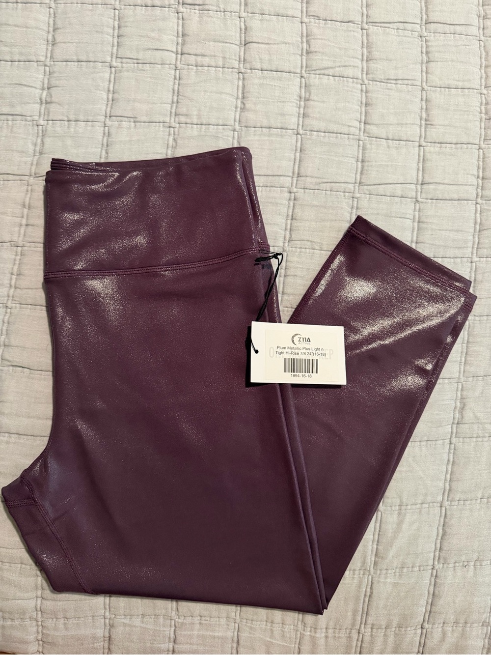 ZYIA Kids Metallic Plum High-Rise Leggings